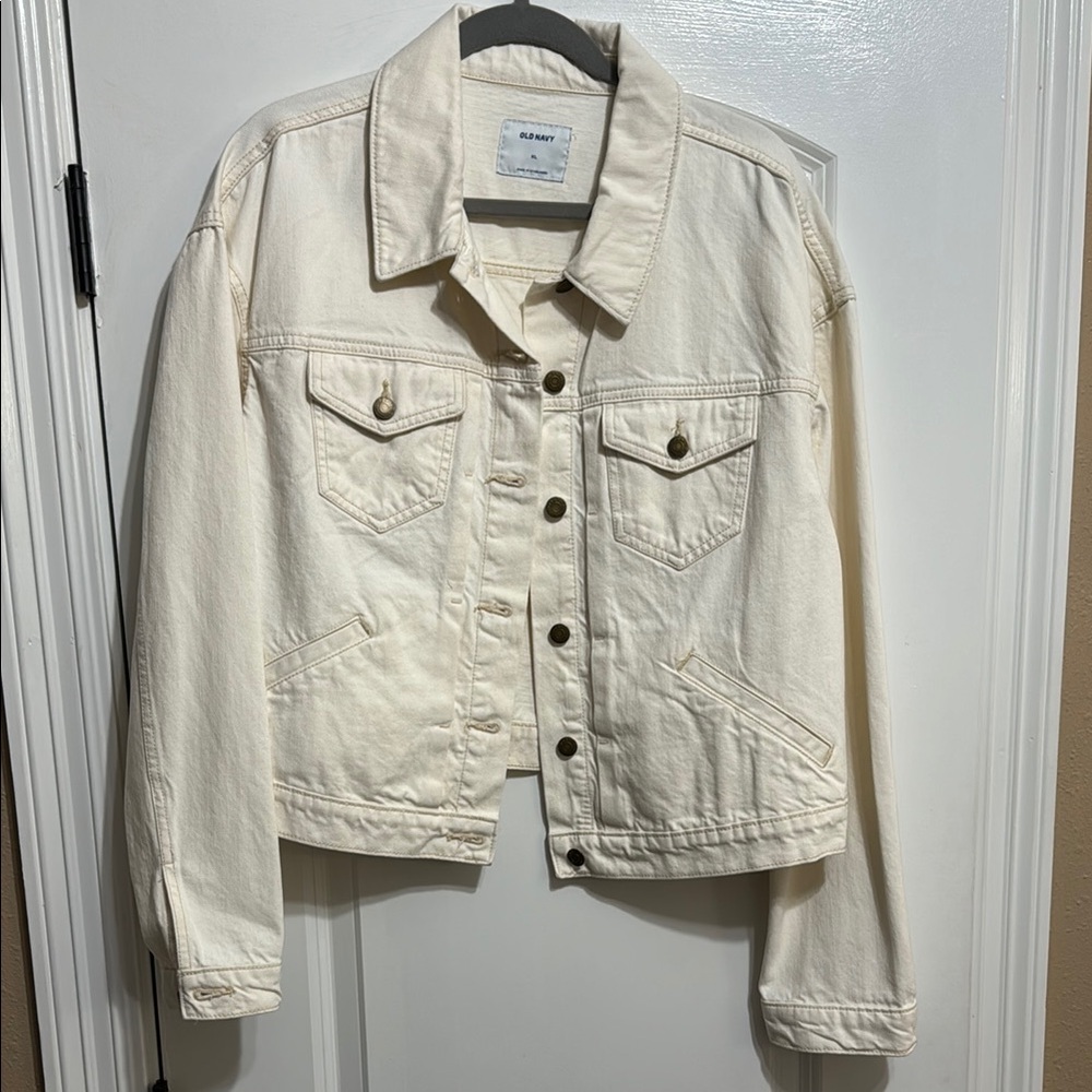 Old Navy Cropped Off-White Jean Jacket